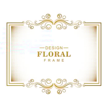 Ornamental golden floral frame with halftone vector
