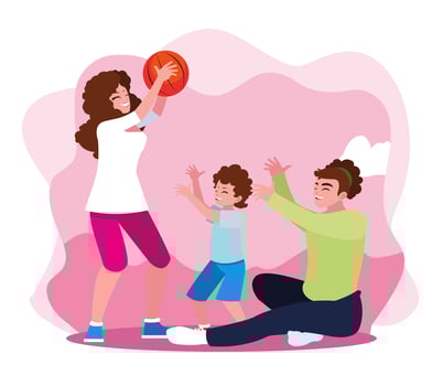 Mother and father with son playing vector