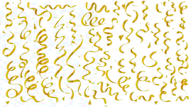 Realistic golden confetti ribbons  vector