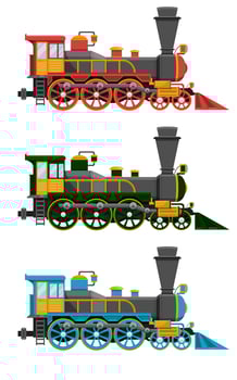 Vintage locomotive isolated on white vector