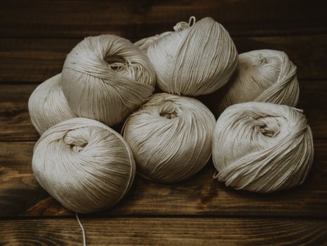 Balls of white yarn photo