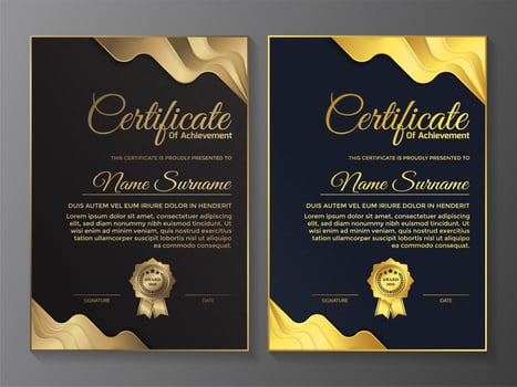 Brown and blue premium certificate template design vector