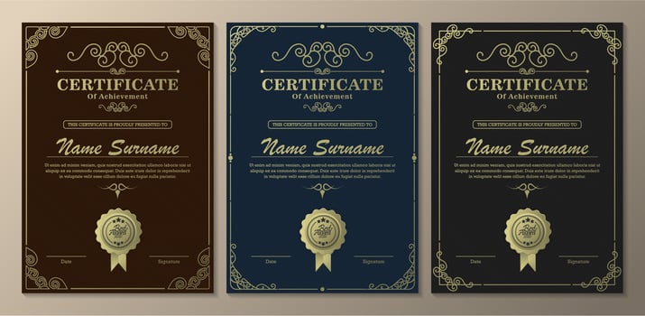 Dark vertical certificate of achievement templates vector