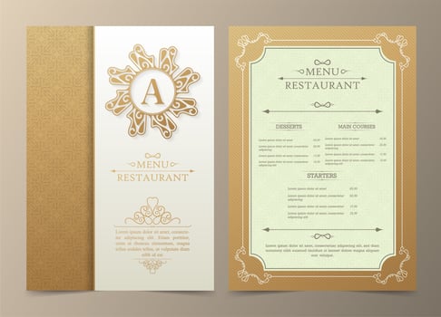 Golden luxury restaurant menu vector