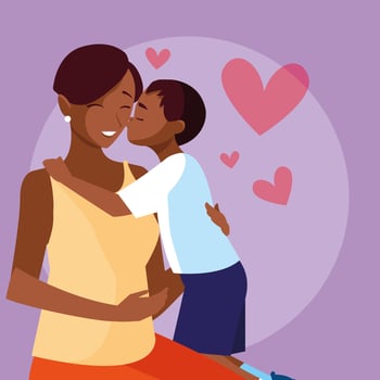 Mother with cute son avatar character vector