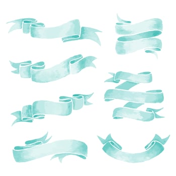 Blue Watercolor Ribbons Collection vector