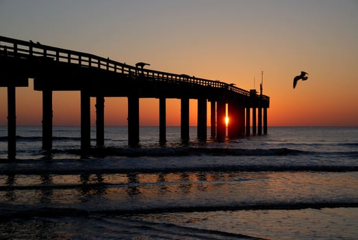Fishing pier at sunrise photo