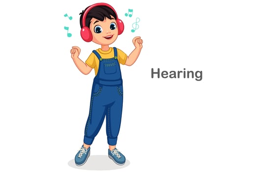 Little boy hearing music vector