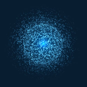 Exploding sphere with blue dots.  vector