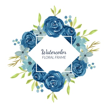 Watercolor navy floral border for decoration vector