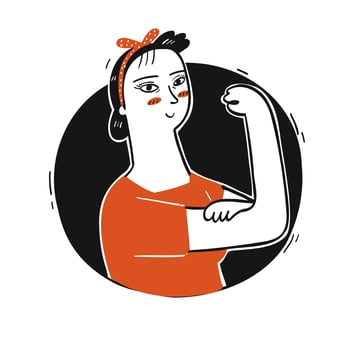 Woman posing with strong arms vector