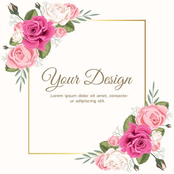 Pink Floral Rose Wedding Invitation vector