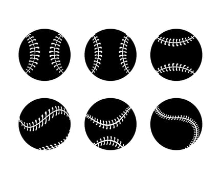 Set of silhouette baseball ball icons vector