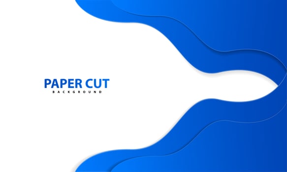 3d abstract paper cut style blue layers on white vector
