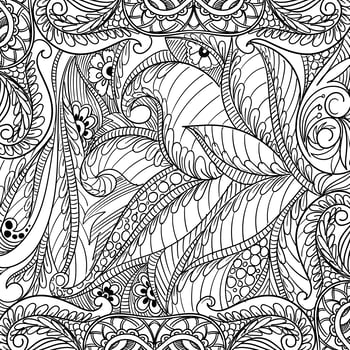 Modern decorative hand drawn floral pattern  vector