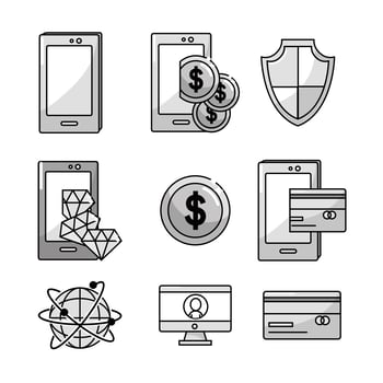 Fintech industry icon set  vector