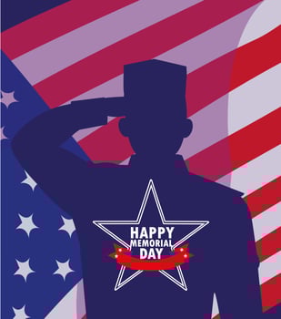 Happy memorial day card with USA flag  vector