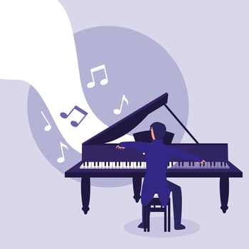 Man playing piano instrument vector