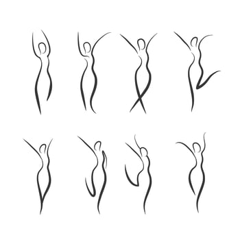 Set of women silhouettes in a wellness concept vector