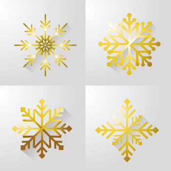 Set of gold snow flake icons vector