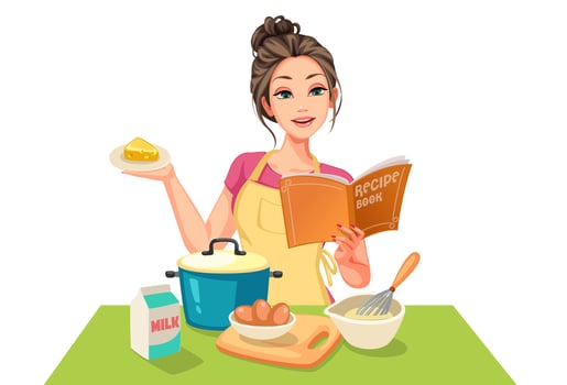 Beautiful women making cake vector