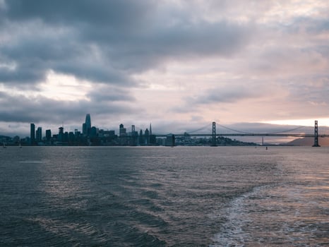 San Francisco skyline from the bay ferry photo