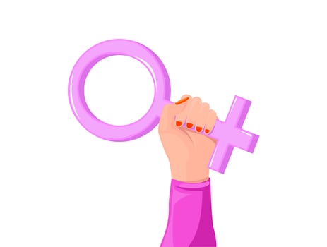 Girl hand holding women sign vector