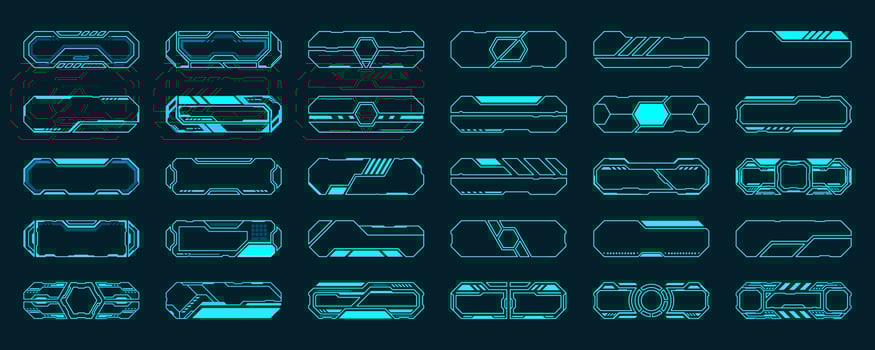 30 futuristic interface hud frame set vector