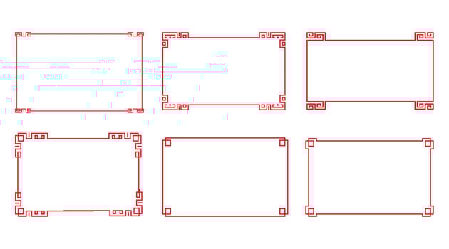 Chinese red rectangle frame set vector