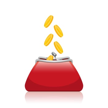 Purse bag with falling coins vector