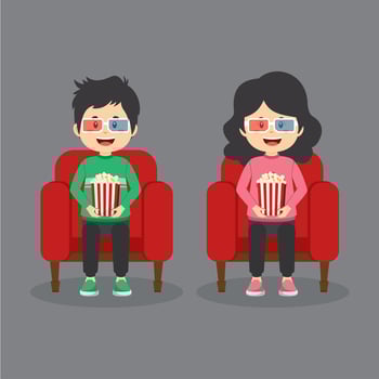 Couple Characters Sitting in Cinema vector