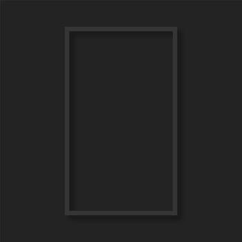 Black rectangle blank mock-up frame on black vector