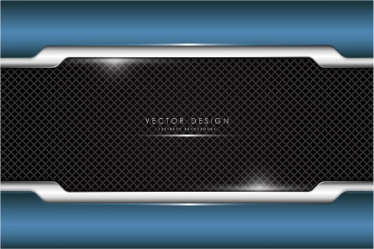 Blue and silve rmetallic frame over diamond pattern vector