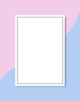 Blank white frame on pastel pink and blue vector