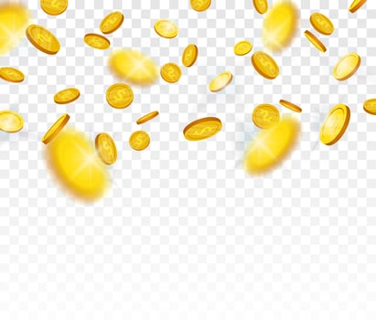 Gold coins falling from the top vector