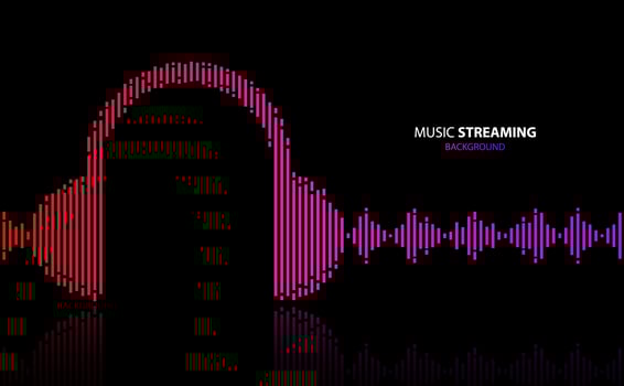 Music streaming waveform headphones design vector