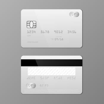 Realistic white credit card mockup template vector