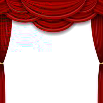 Red realistic luxury curtain vector