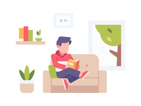 Person Reading Book at Home vector