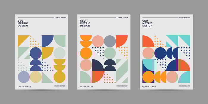 Set of Retro Geometric Covers with cheerful Color vector