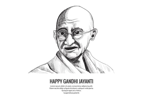 Hand Drawn Mahatma Gandhi Sketch for Gandhi Jayanti Background vector