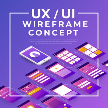 Ux Ui wireframe concept vector