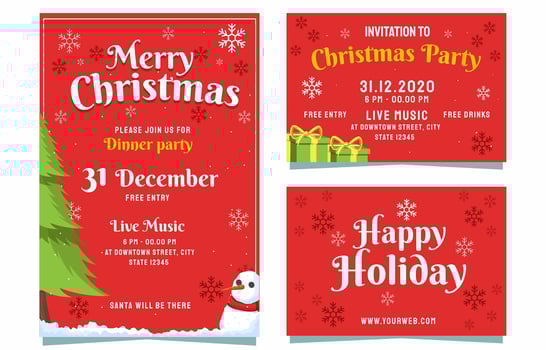 Joyfull Christmas Party Invitation Set vector