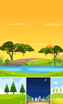 Landscape wallpaper set vector