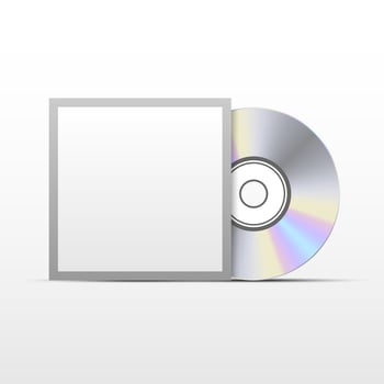 CD or DVD with black cover template mockup vector