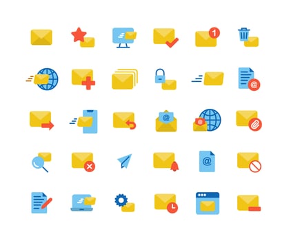 Email and Mail Flat Icon Set vector