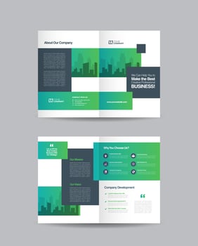 Green Gradient Corporate Business Bi-Fold Brochure Design vector