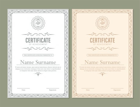 Certificate of achievement with classic frame vector