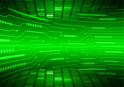 Green cyber circuit technology background vector