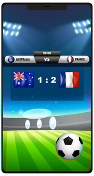 Score soccer match template on a phone screen vector